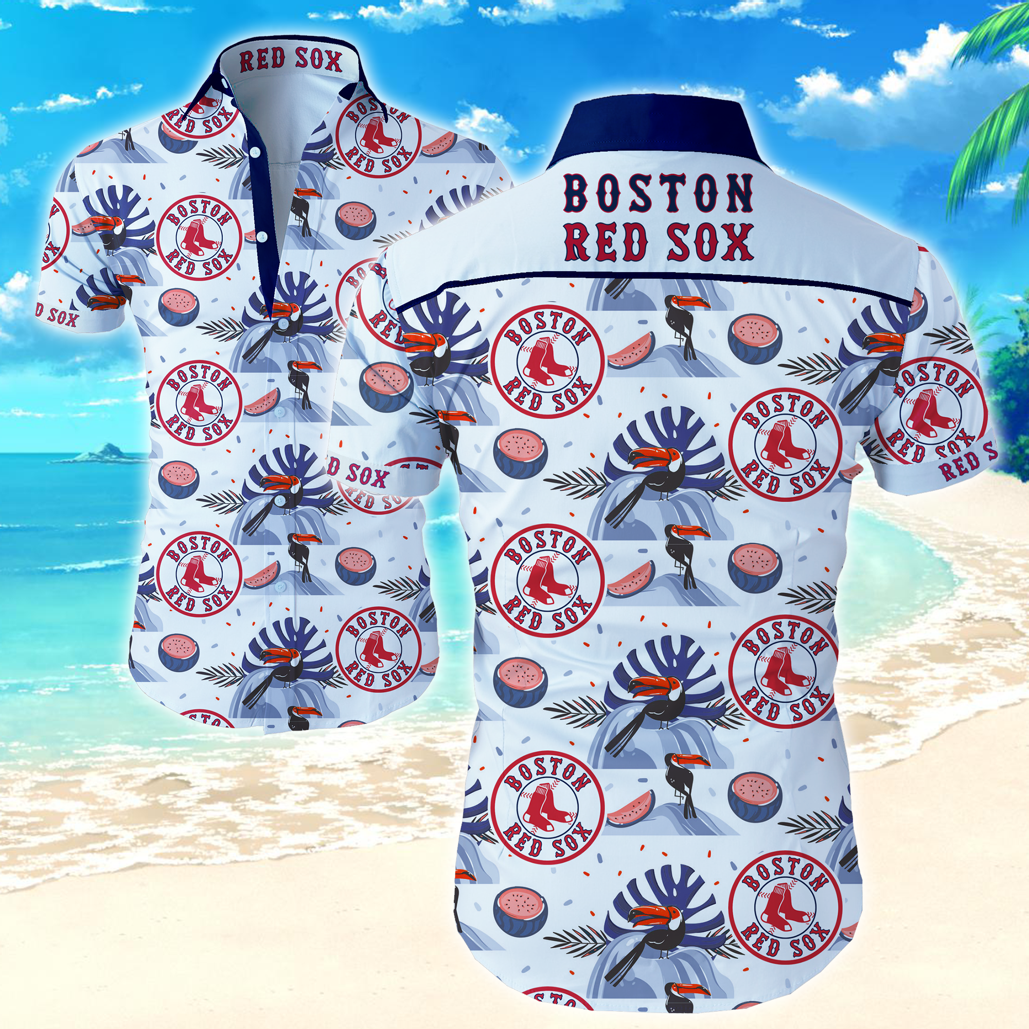 Mlb Boston Red Sox Hawaiian Shirt Summer Button Up Mlb Boston Red Sox Hawaiian Shirt Summer Button Up
