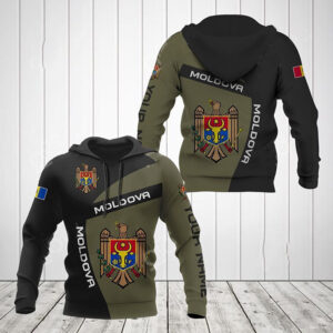 Moldova Coats Af Arms Flag Custom Name 3D Hoodie
