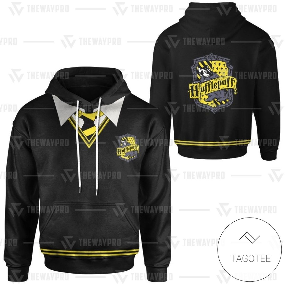 Movie Harry Potter Hufflepuff House Cosplay Custom Black Hoodie Movie Harry Potter Hufflepuff House Cosplay Custom Black Hoodie