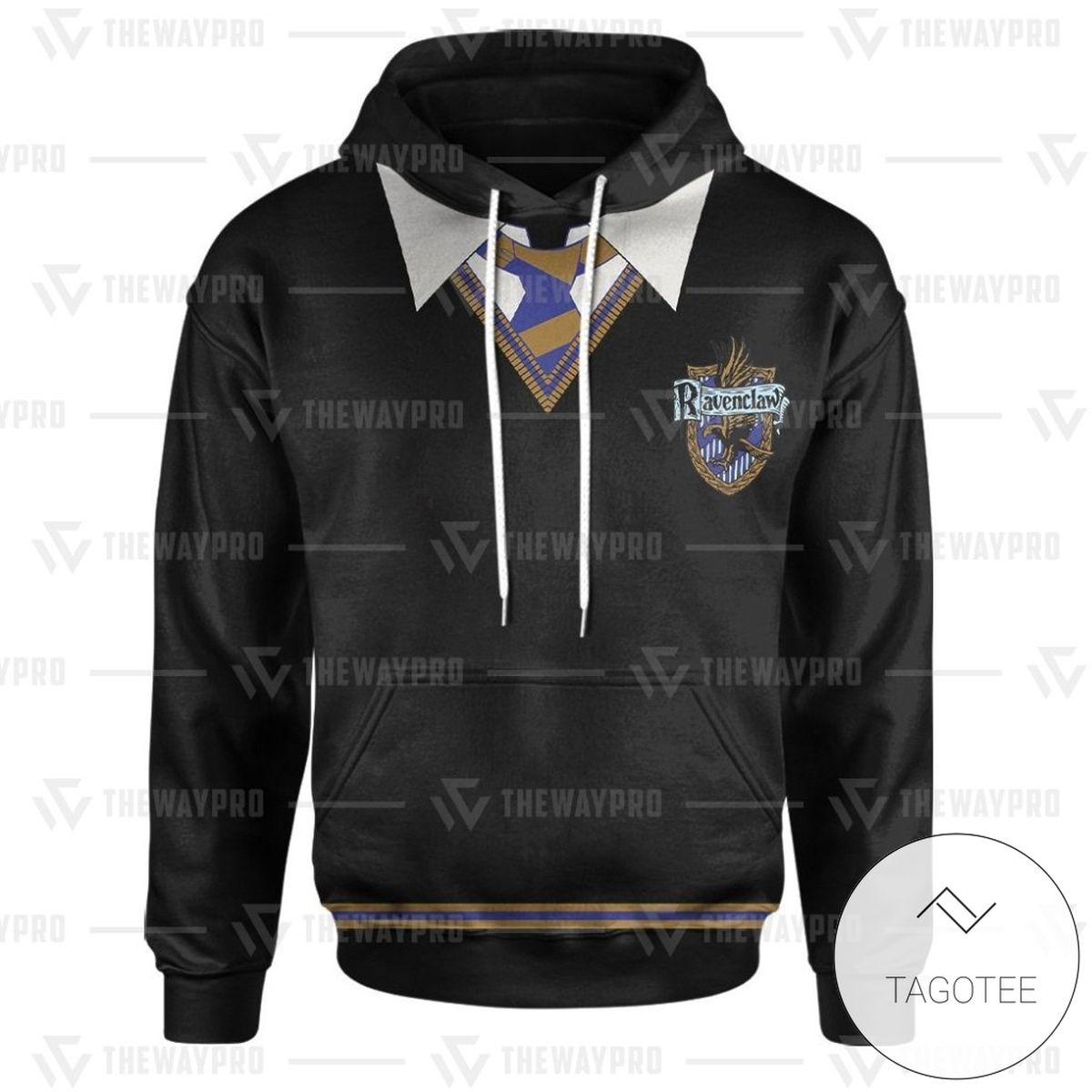 Movie Harry Potter Ravenclaw House Cosplay Custom Black Hoodie Movie Harry Potter Ravenclaw House Cosplay Custom Black Hoodie