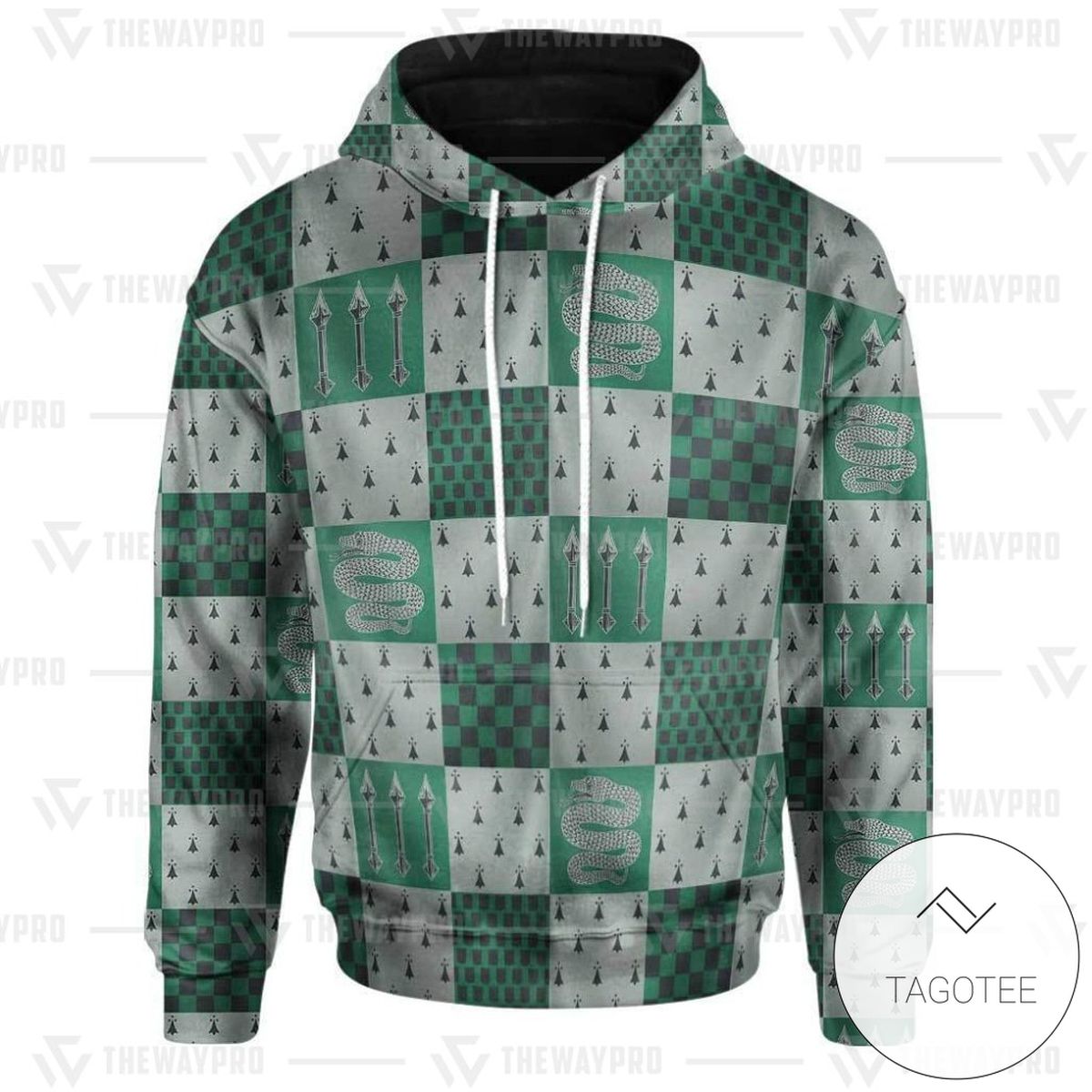 Movie Harry Potter Slytherin House Pattern Hoodie Movie Harry Potter Slytherin House Pattern Hoodie