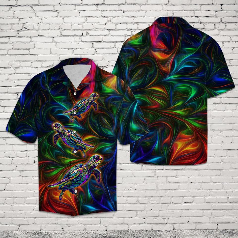 Neon Turtle Hawaiian Shirt Neon Turtle Hawaiian Shirt