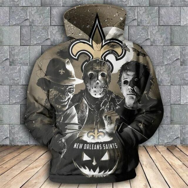New Orleans Saints Halloween Horror Night 3D Pullover Hoodie New Orleans Saints Halloween Horror Night 3D Pullover Hoodie