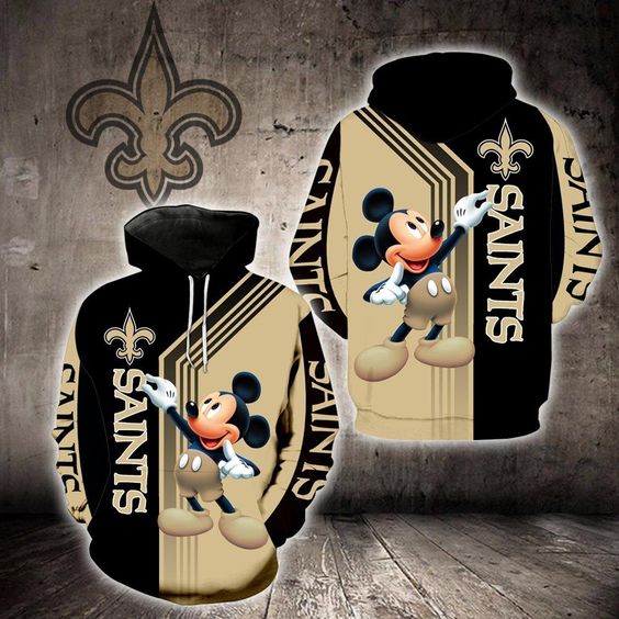 New Orleans Saints Mickey Mouse 3D Hoodie New Orleans Saints Mickey Mouse 3D Hoodie