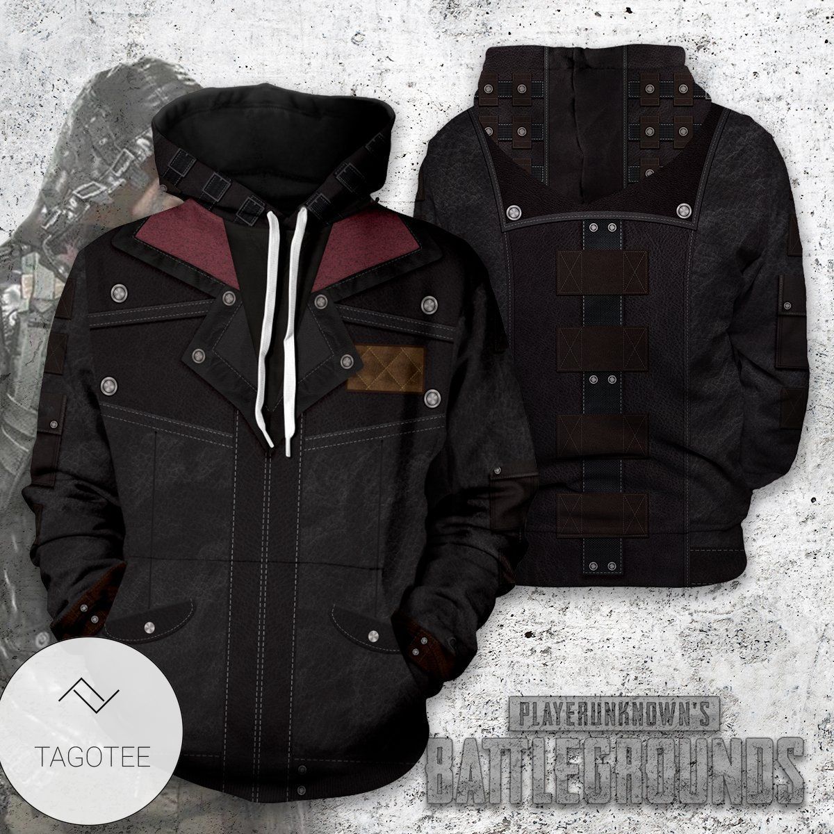 New Pubg Black Leather Pullover Hoodie- Tagotee New Pubg Black Leather Pullover Hoodie- Tagotee