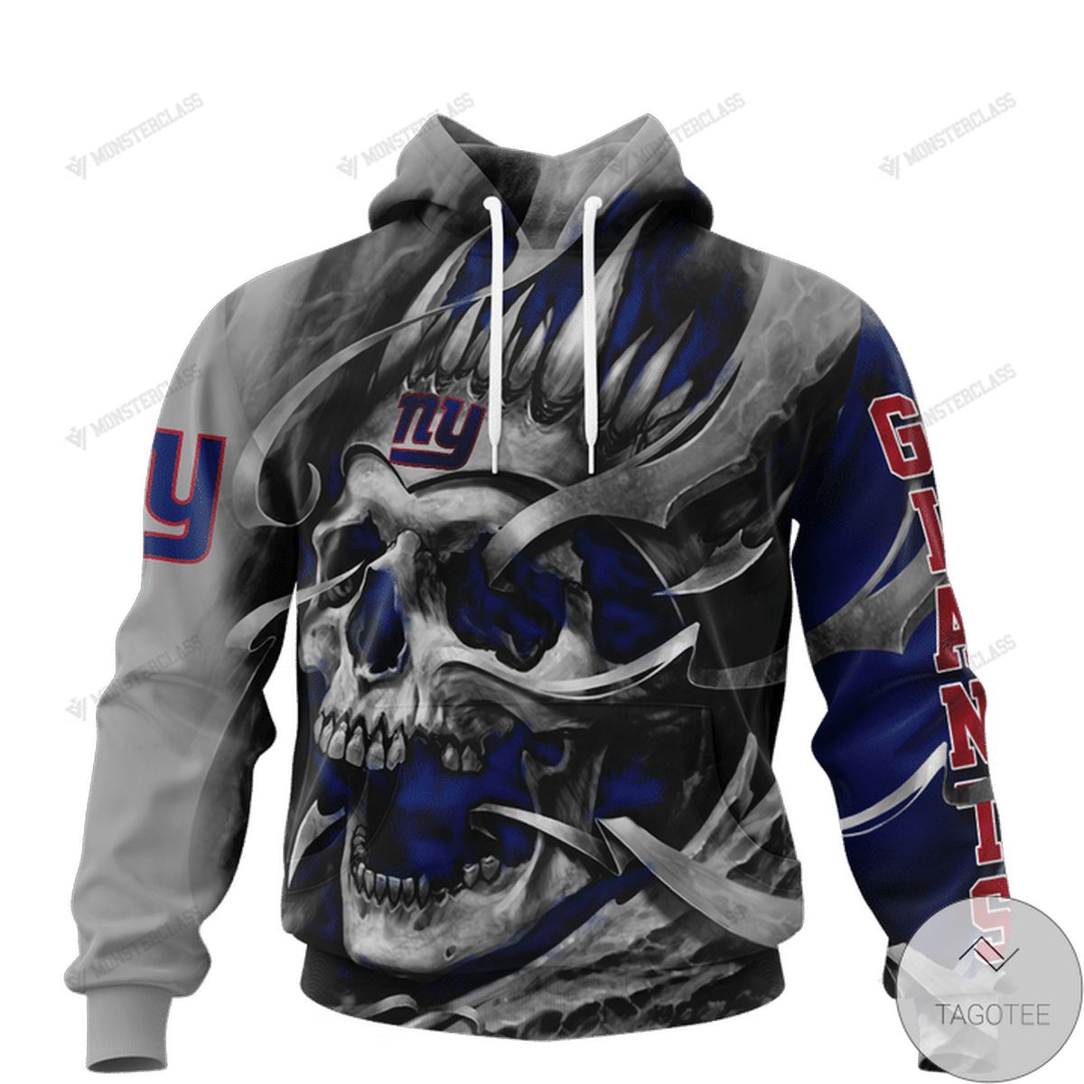 New York Giants Skull Jersey 3D Hoodie New York Giants Skull Jersey 3D Hoodie