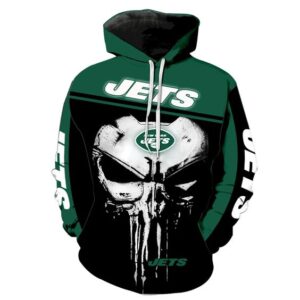 New York Jets Nfl Punisher Skull 3D Hoodie