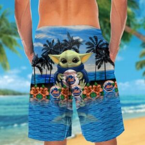 New York Mets Baby Yoda Hawaiian Shirt Short
