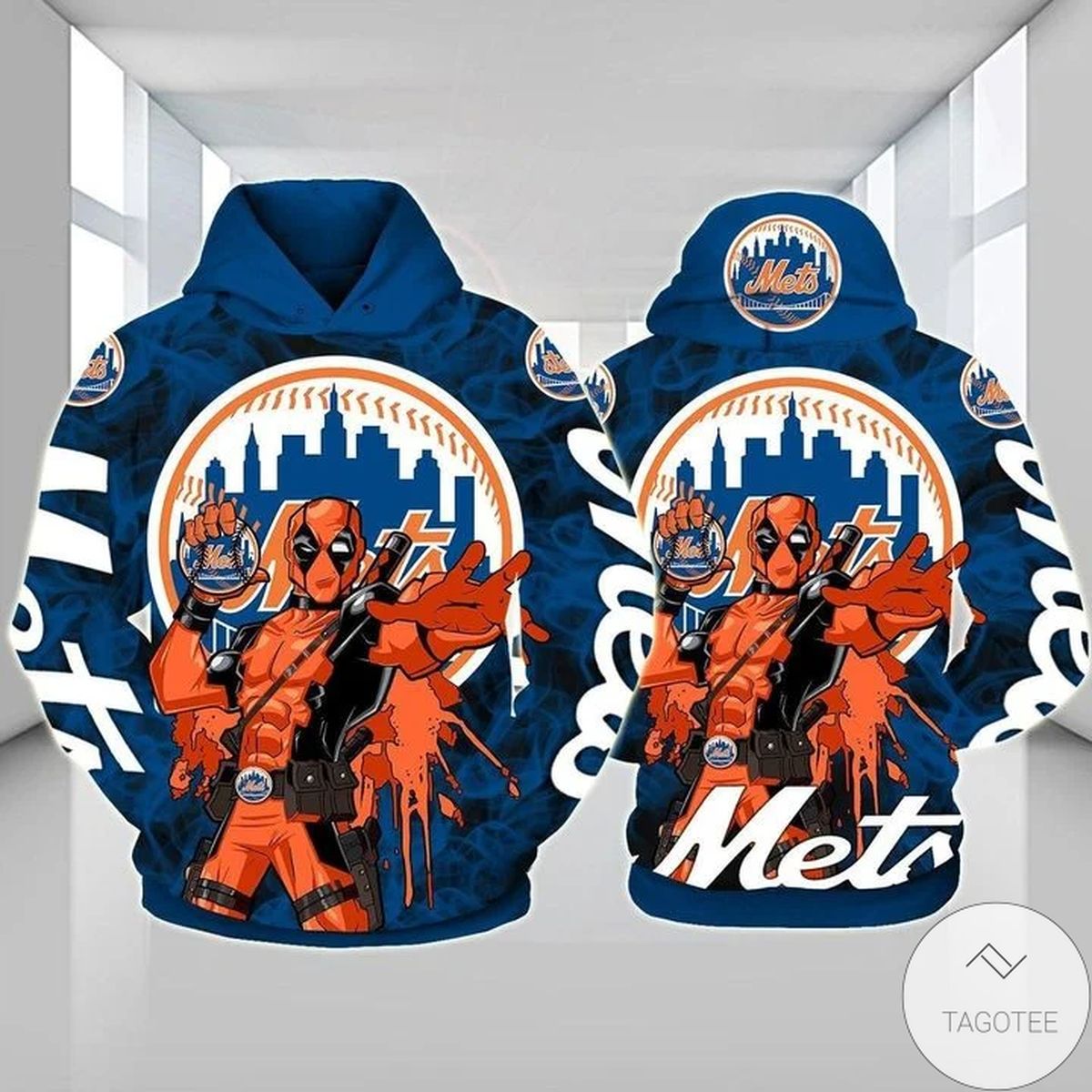 New York Mets Deadpool 3D Hoodie New York Mets Deadpool 3D Hoodie