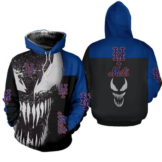 New York Mets Venom 3D Hoodie New York Mets Venom 3D Hoodie