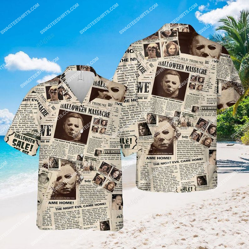 Newspaper Horror Character Halloween Hawaiian Shirt Newspaper Horror Character Halloween Hawaiian Shirt