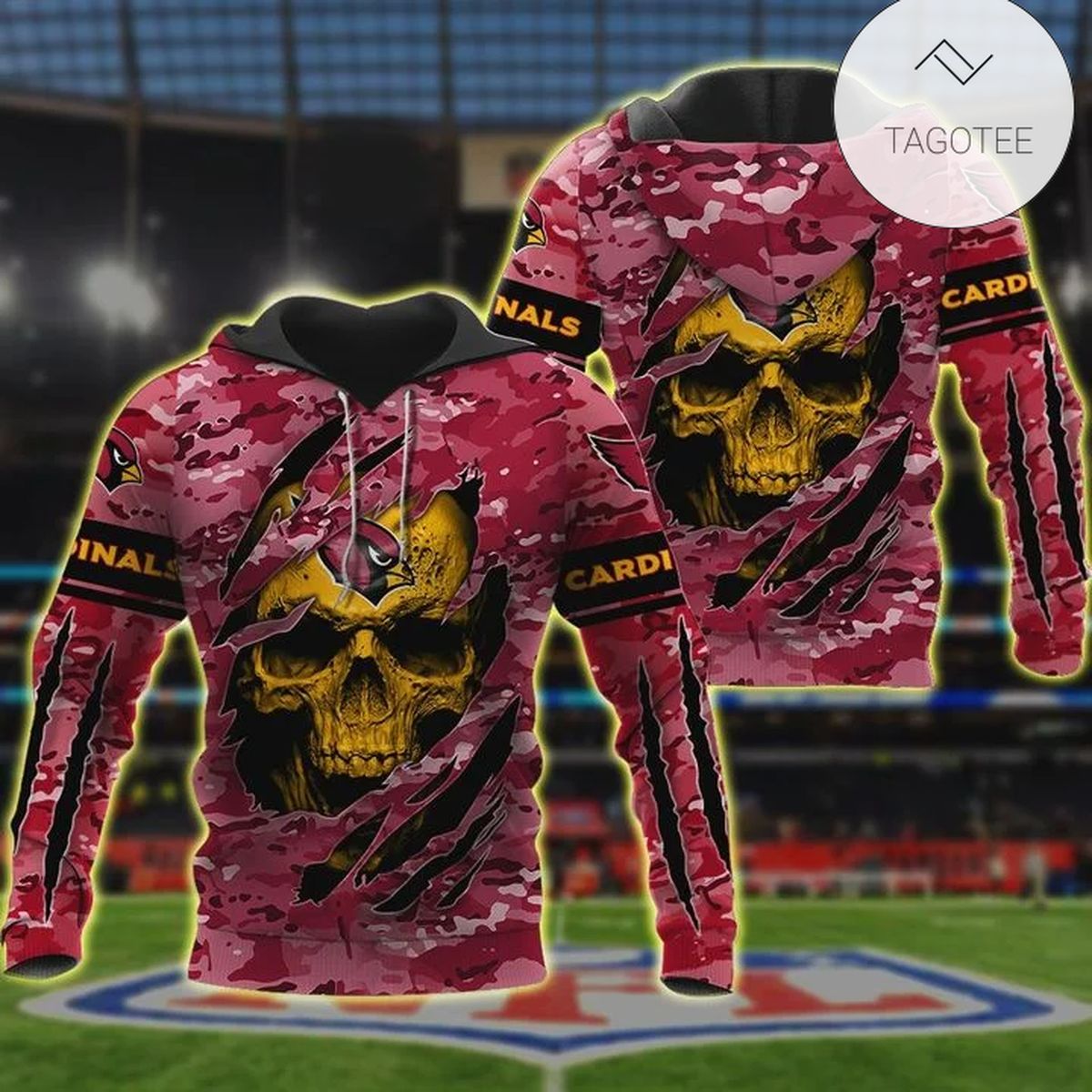 Nfl Arizona Cardinals 3D Hoodie Skull Lover Nfl Arizona Cardinals 3D Hoodie Skull Lover