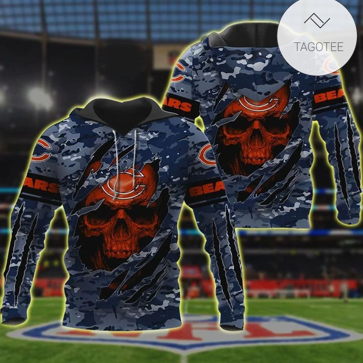 Nfl Chicago Bears 3D Hoodie Skull Lover Nfl Chicago Bears 3D Hoodie Skull Lover