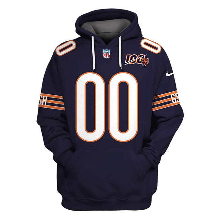 Nfl Chicago Bears Custom Name 3D Hoodie Nfl Chicago Bears Custom Name 3D Hoodie