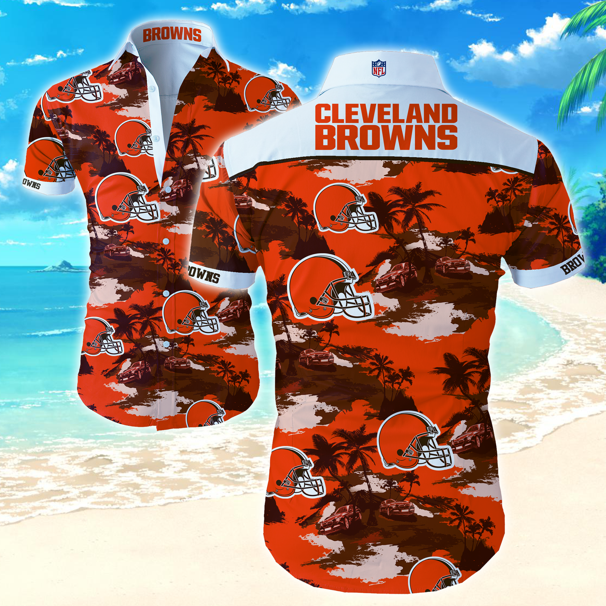 Nfl Cleveland Browns Hawaiian Shirt Summer Button Up Nfl Cleveland Browns Hawaiian Shirt Summer Button Up