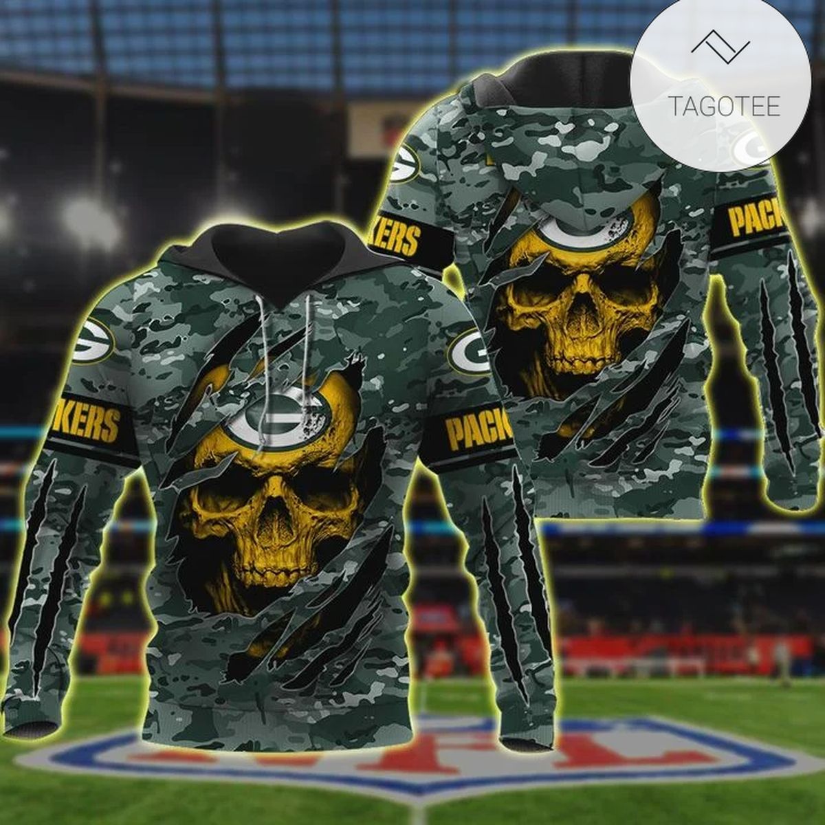 Nfl Green Bay Packers 3D Hoodie Skull Lover Nfl Green Bay Packers 3D Hoodie Skull Lover