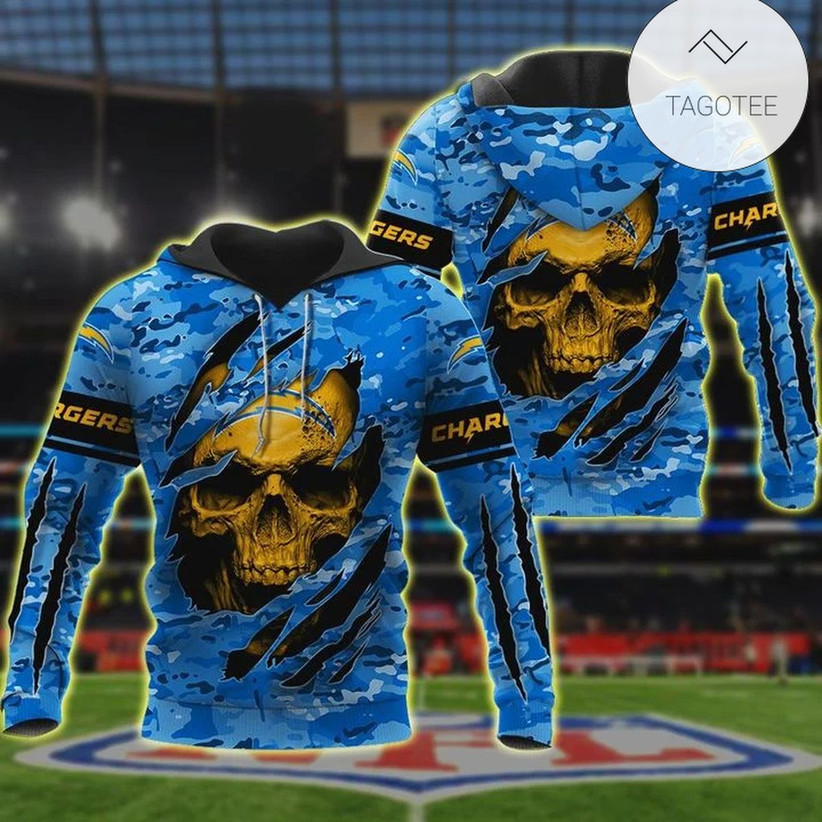 Nfl Los Angeles Chargers 3D Hoodie Skull Lover Nfl Los Angeles Chargers 3D Hoodie Skull Lover