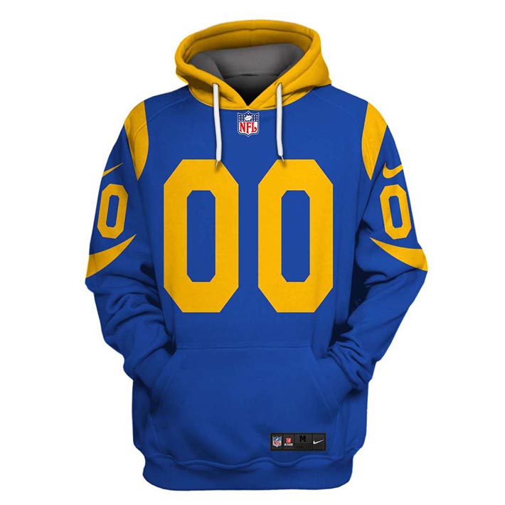 Nfl Los Angeles Rams Custom Name And Number 3D Hoodie Nfl Los Angeles Rams Custom Name And Number 3D Hoodie