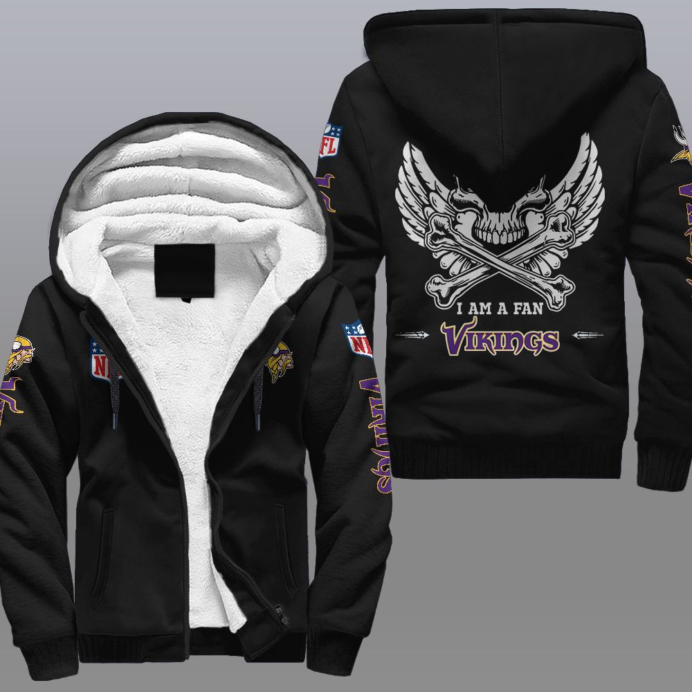 Nfl Minnesota Vikings Wings Skull Fleece Hoodie Nfl Minnesota Vikings Wings Skull Fleece Hoodie