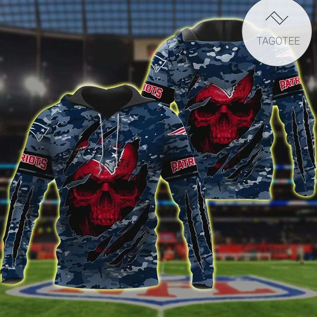Nfl New England Patriots 3D Hoodie Skull Lover- Tagotee Nfl New England Patriots 3D Hoodie Skull Lover- Tagotee