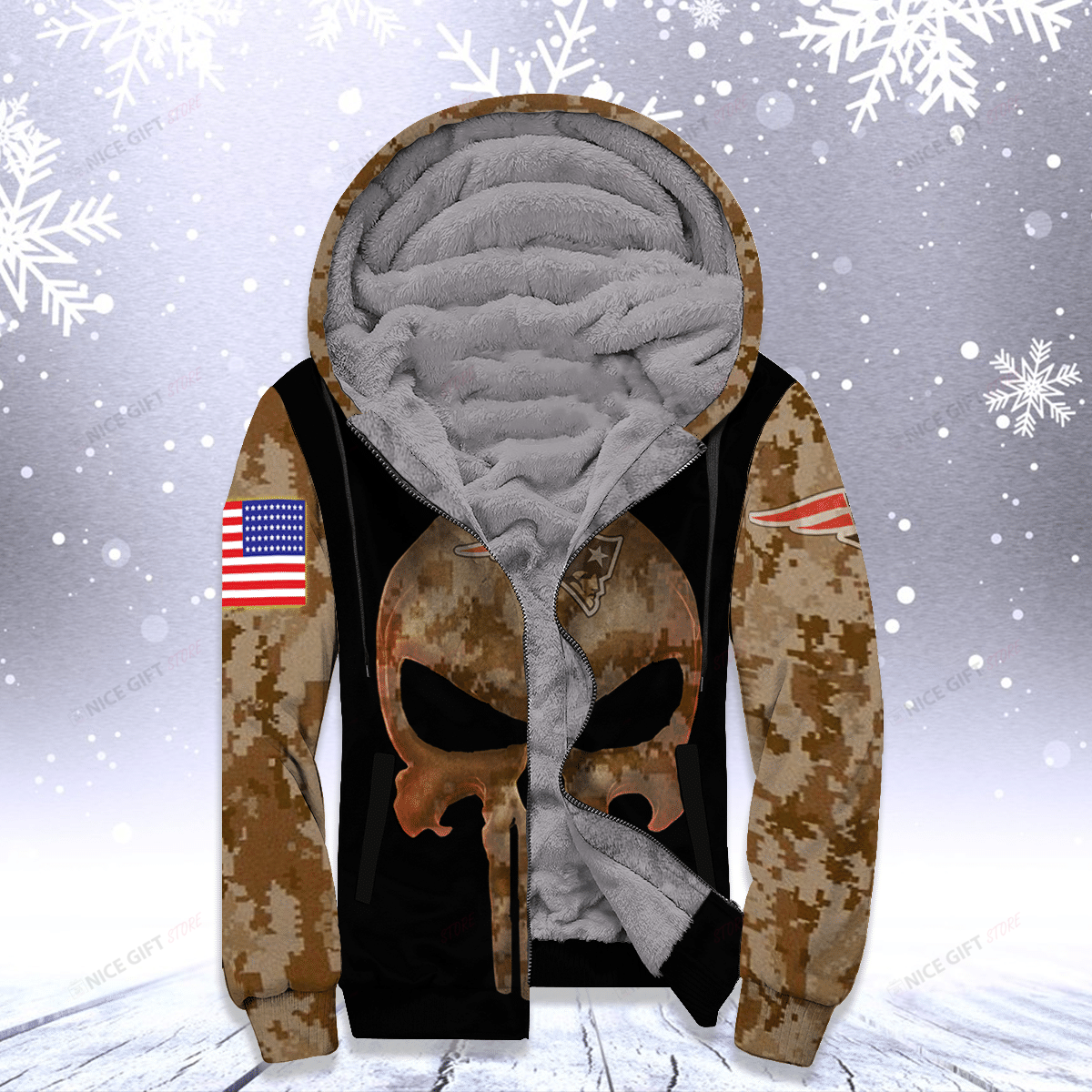 Nfl New England Patriots The Punisher American Flag Fleece Hoodie Nfl New England Patriots The Punisher American Flag Fleece Hoodie