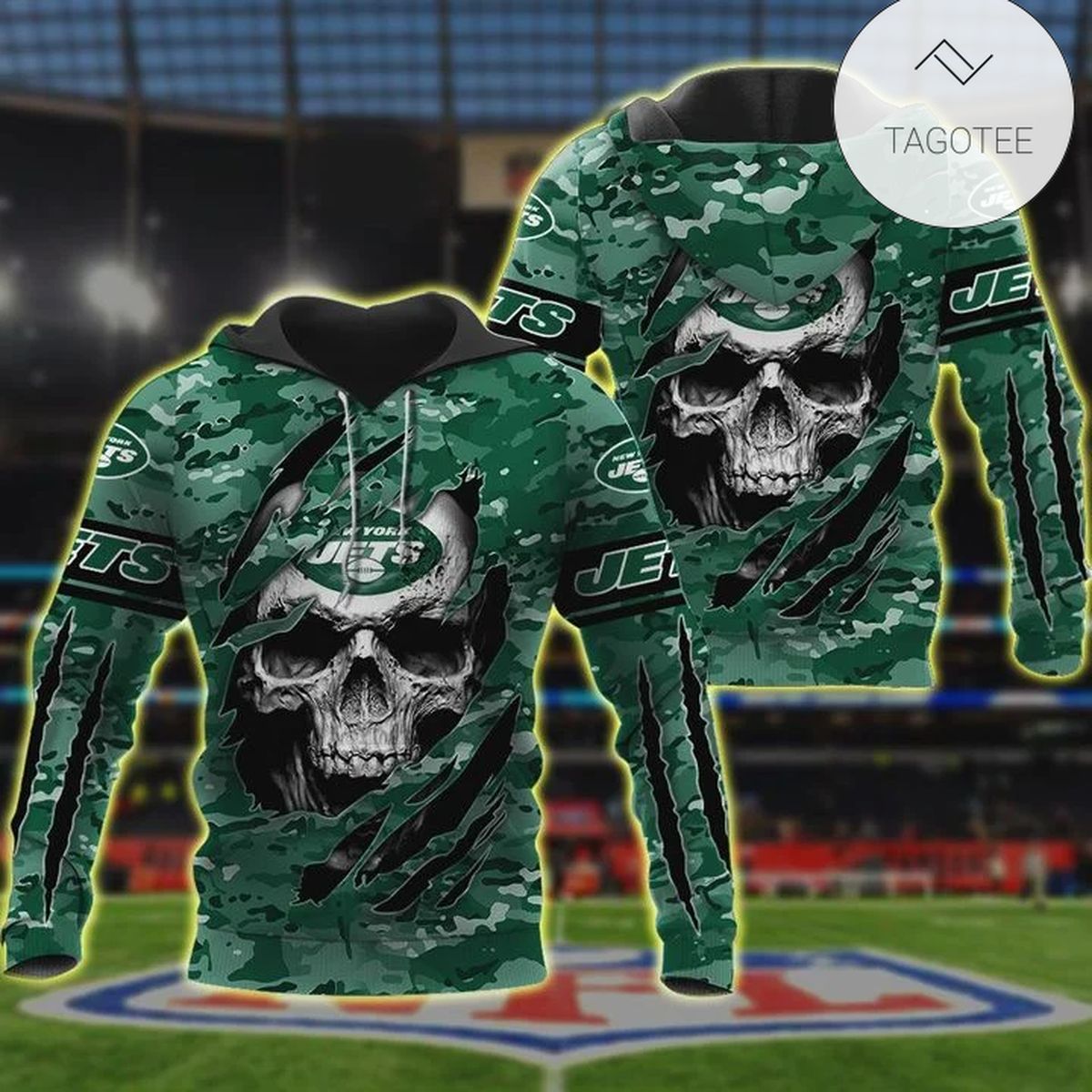 Nfl New York Jets 3D Hoodie Skull Lover- Tagotee Nfl New York Jets 3D Hoodie Skull Lover- Tagotee