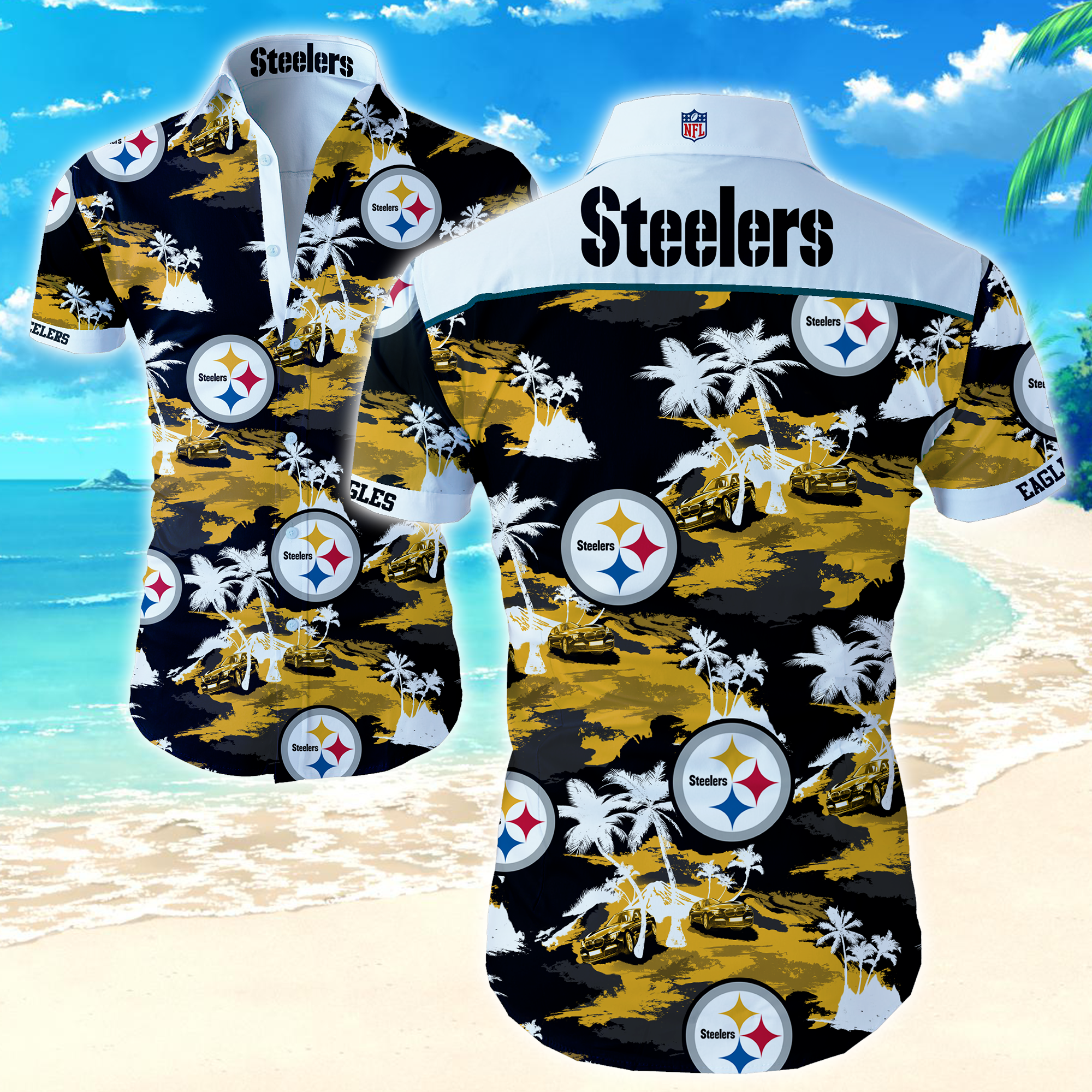 Nfl Pittsburgh Steelers Hawaiian Shirt Summer Button Up Nfl Pittsburgh Steelers Hawaiian Shirt Summer Button Up