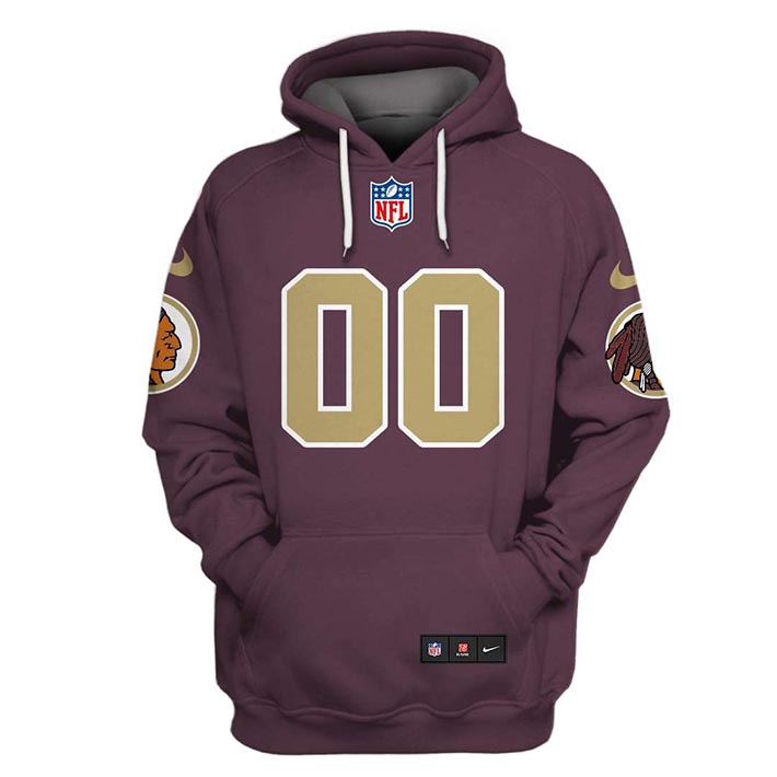 Nfl Washington Redskins Custom Name And Number 3D Hoodie Nfl Washington Redskins Custom Name And Number 3D Hoodie