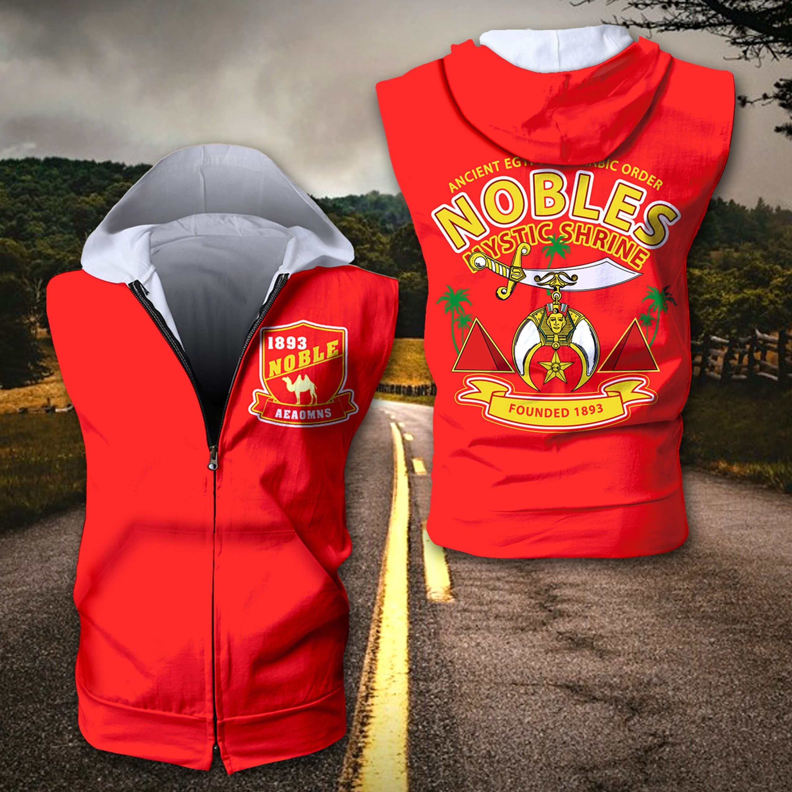 Nobles Of The Mystic Shrine Sleeveless Zip Hoodie Nobles Of The Mystic Shrine Sleeveless Zip Hoodie