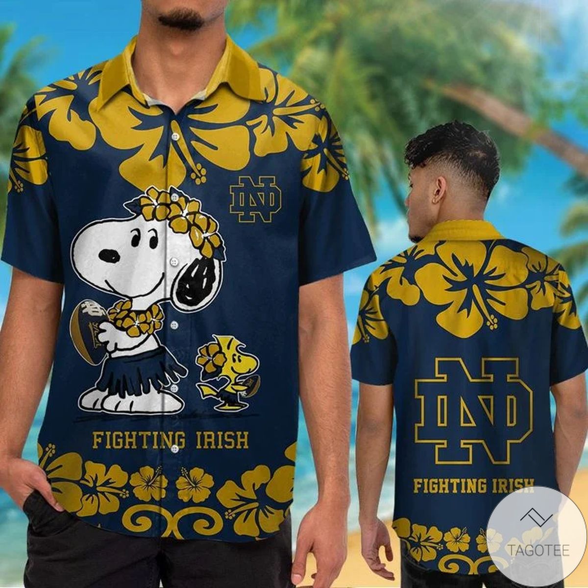 Notre Dame Fighting Irish & Snoopy Hawaiian Shirt Notre Dame Fighting Irish & Snoopy Hawaiian Shirt
