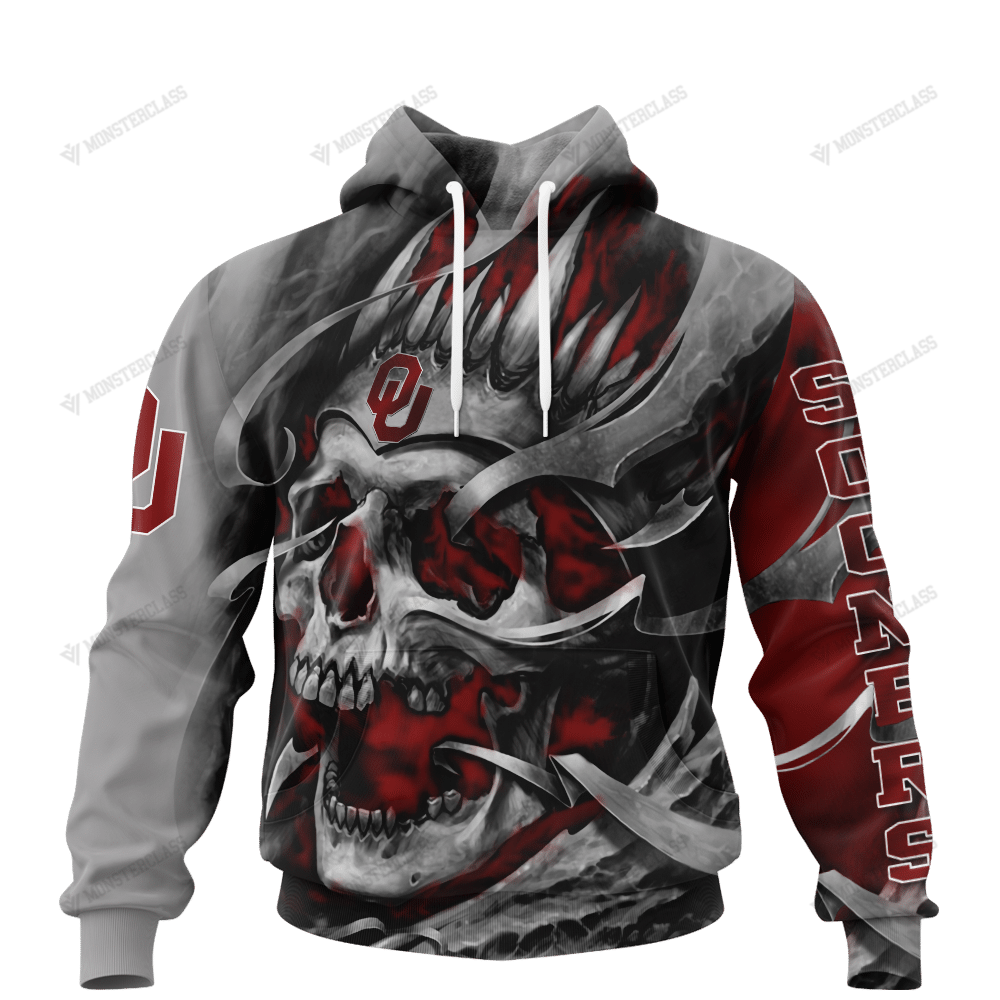 Oklahoma Sooners Skull Personalized Custom 3D Hoodie Oklahoma Sooners Skull Personalized Custom 3D Hoodie