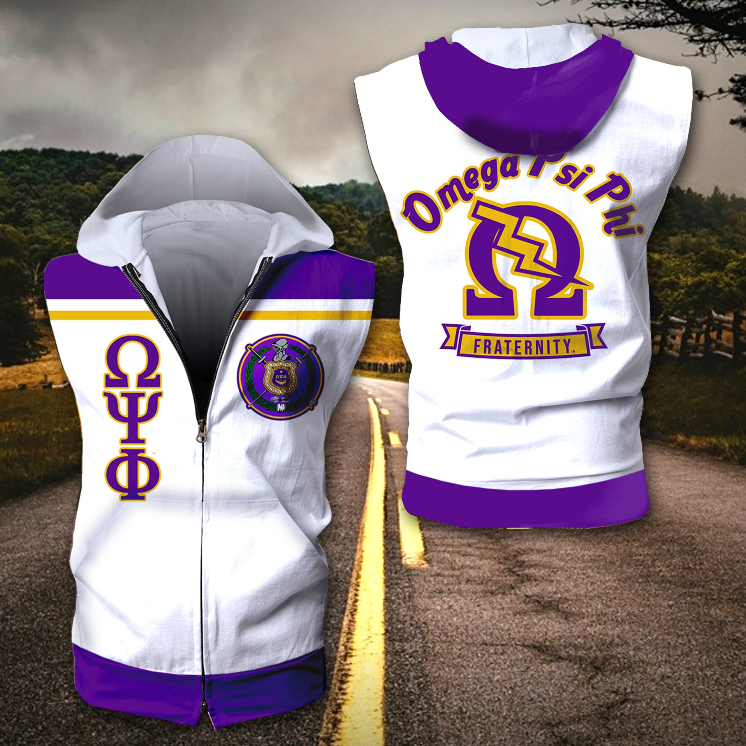 Omega Psi Phi Sleeveless Zip Hoodie Omega Psi Phi Sleeveless Zip Hoodie