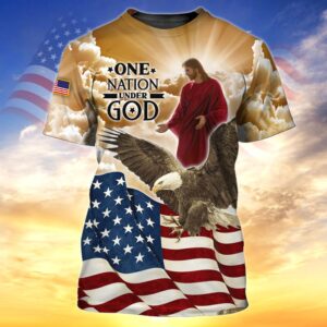 One Nation Under God Eagle American Flag 3D Shirt Hoodie
