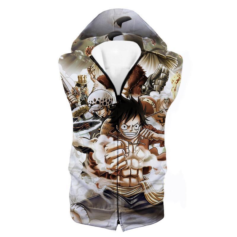 One Piece Worst Generation Pirates Zipper Sleeveless Hoodie One Piece Worst Generation Pirates Zipper Sleeveless Hoodie