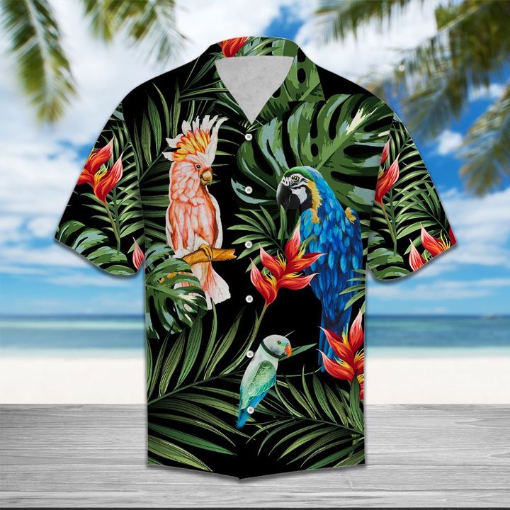 Parrot Tropical Hawaiian Shirt Summer Button Up Parrot Tropical Hawaiian Shirt Summer Button Up