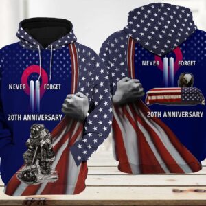 Patriot Firefighter 911 20Th Anniversary Never Forget 3D Hoodie And Shirt