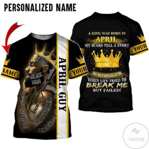 Personalized A King Was Born In April Black Man All Over Print Hoodie