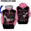 Personalized A Queen Was Born In March Stronger Braver Smarter 3D Hoodie