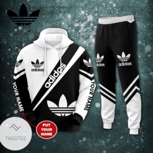 Personalized Adidas Black And White Hoodie And Pants