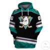 Personalized Anaheim Ducks Branded Team Black 3D Hoodie