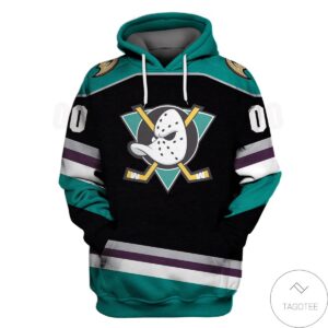 Personalized Anaheim Ducks Branded Team Black 3D Hoodie