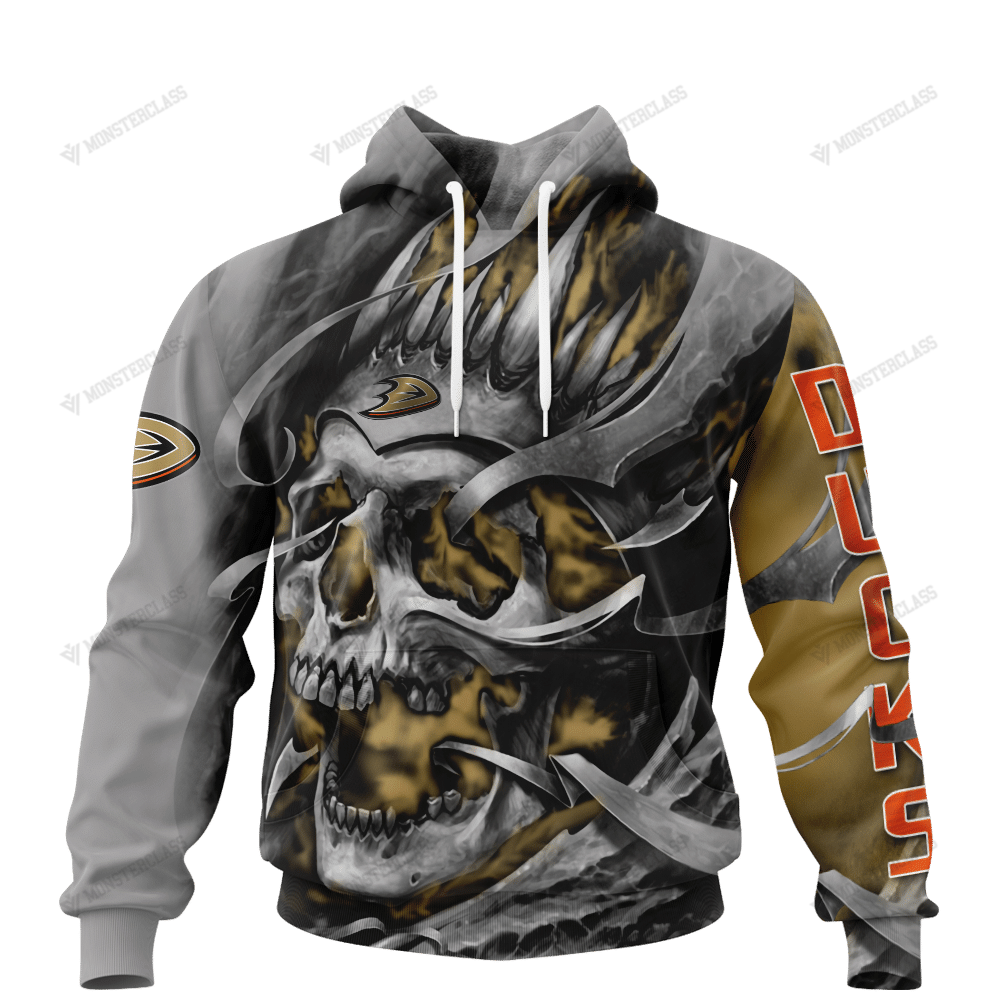 Personalized Anaheim Ducks Custom Skull Jersey Hoodie Personalized Anaheim Ducks Custom Skull Jersey Hoodie