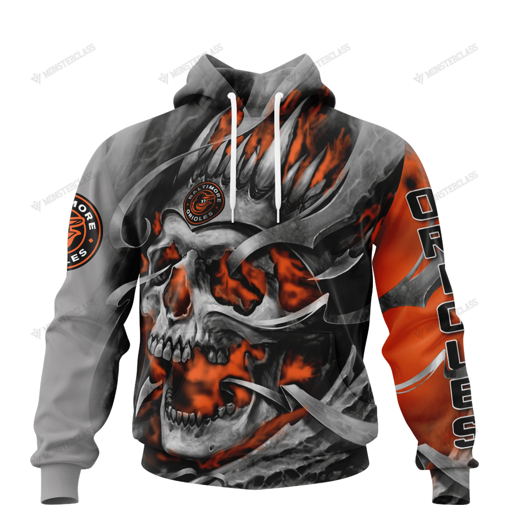 Personalized Baltimore Orioles Custom Skull Jersey Hoodie Personalized Baltimore Orioles Custom Skull Jersey Hoodie