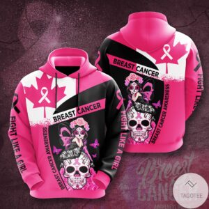 Personalized Breast Cancer Awareness Flag Canada 3D Hoodie