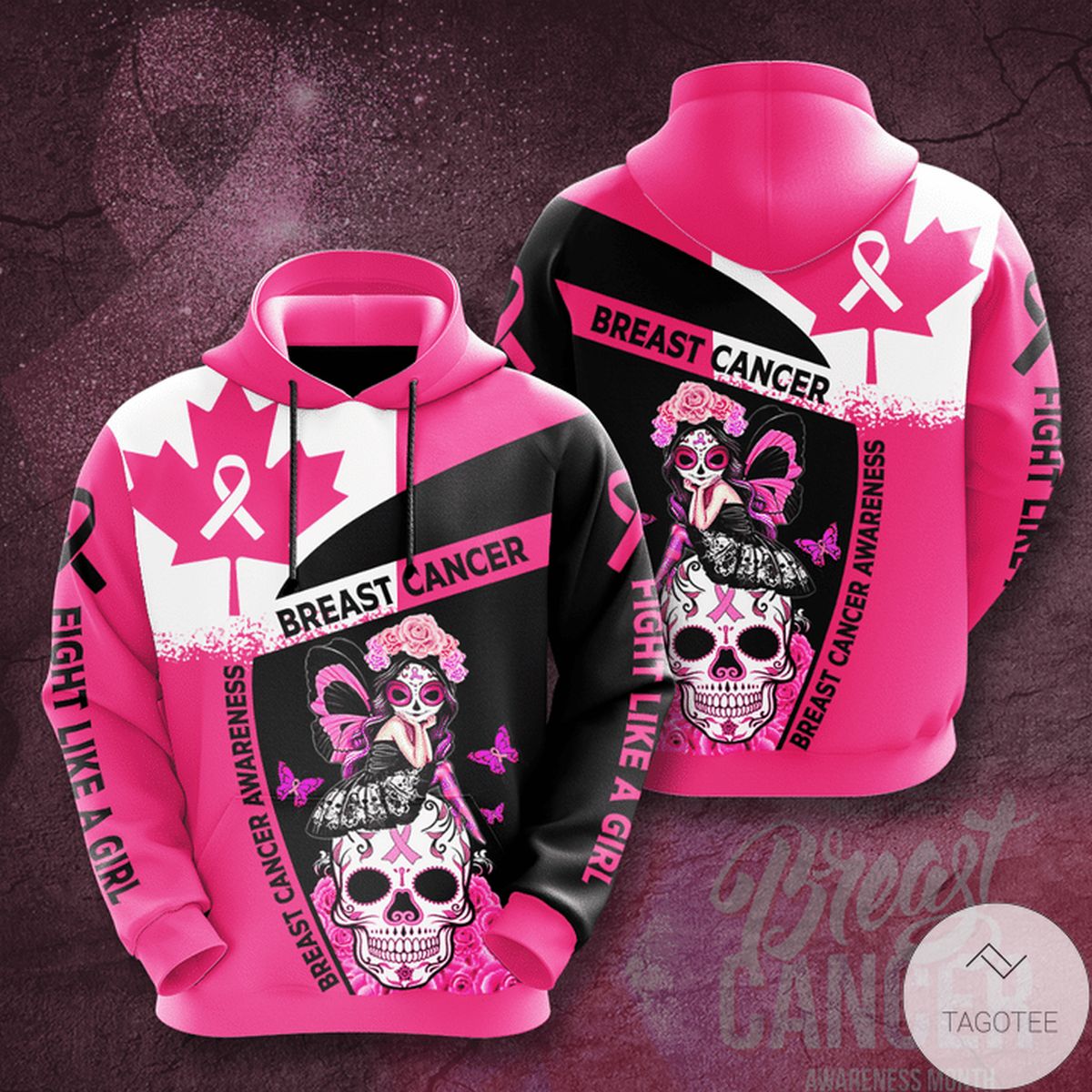 Personalized Breast Cancer Awareness Flag Canada 3D Hoodie Personalized Breast Cancer Awareness Flag Canada 3D Hoodie