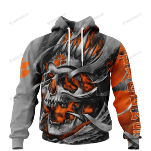 Personalized Clemson Tigers Custom Skull Jersey Hoodie