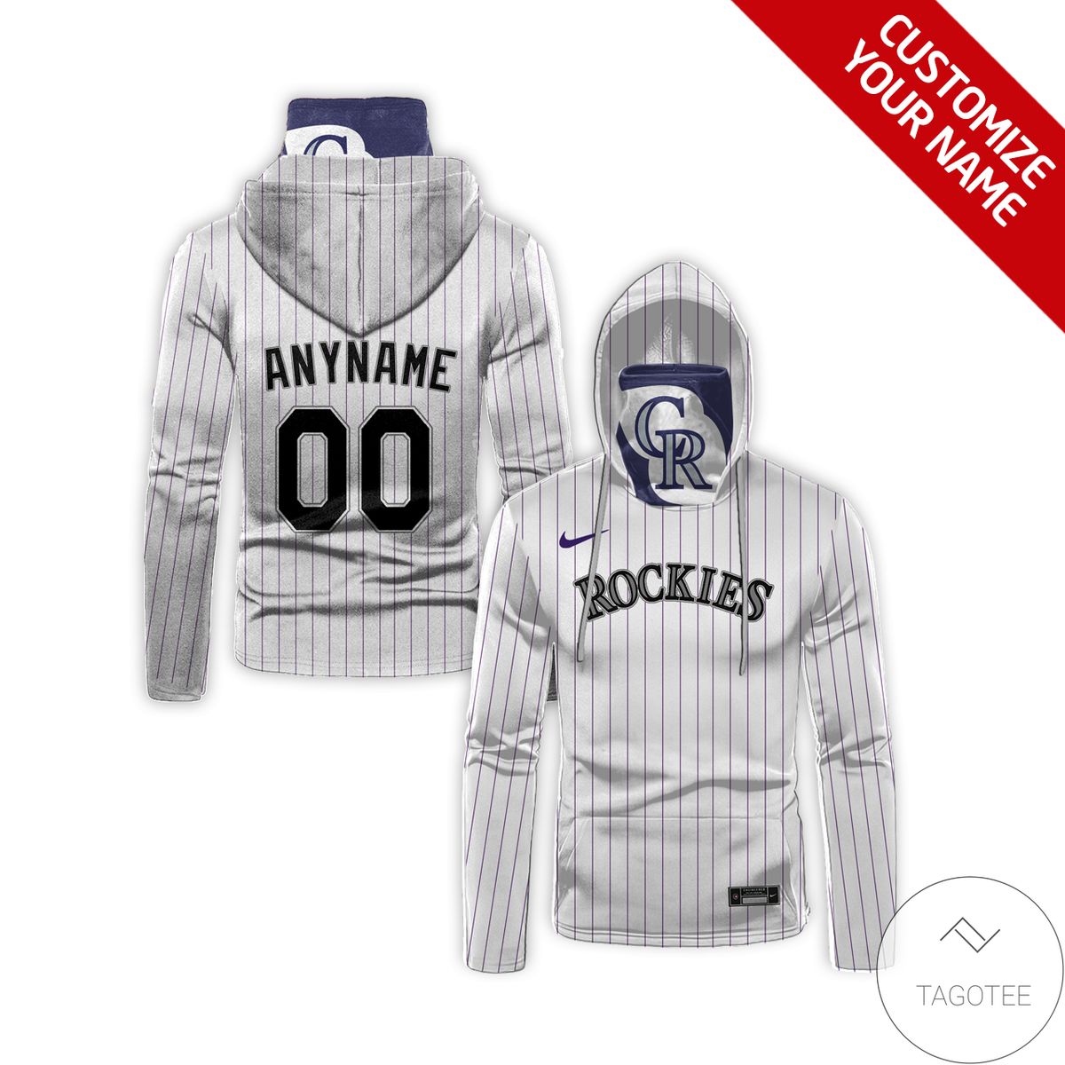 Personalized Colorado Rockies White Stripe Gaiter Mask Hoodie Personalized Colorado Rockies White Stripe Gaiter Mask Hoodie