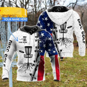 Personalized Custom Name Disc Golf American Flag 3D Hoodie