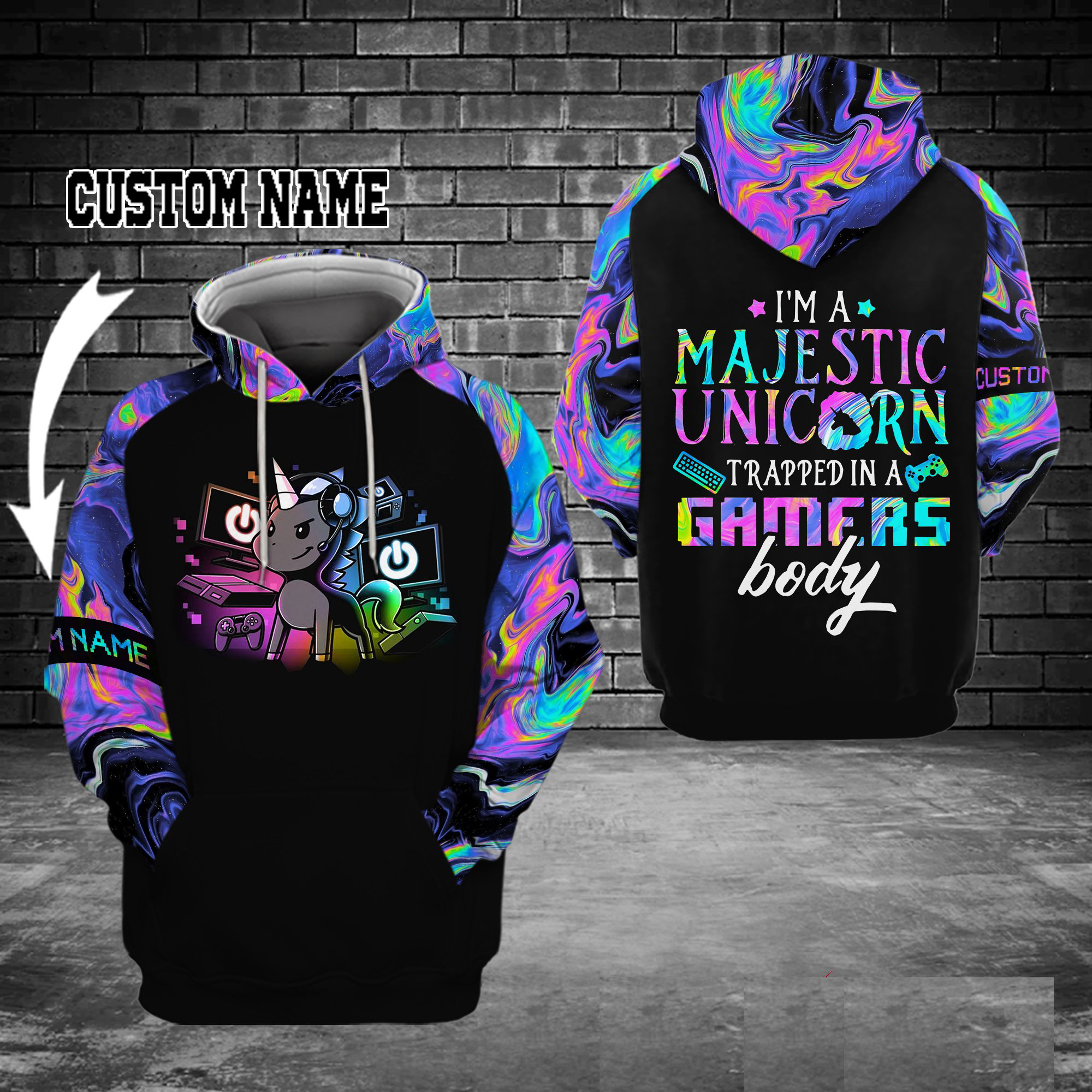 Personalized Custom Name Gamer I’M A Majestic Unicorn 3D Hoodie Personalized Custom Name Gamer I’M A Majestic Unicorn 3D Hoodie