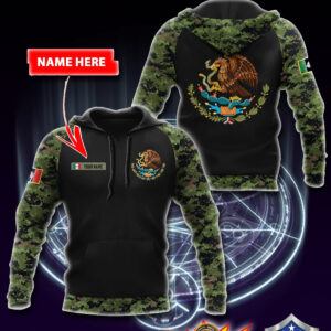 Personalized Custom Name Mexico Coat Of Arms 3D All Over Printed Hoodie